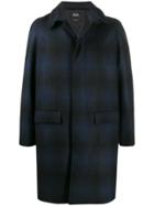 A.p.c. Check Pattern Single Breasted Coat - Blue