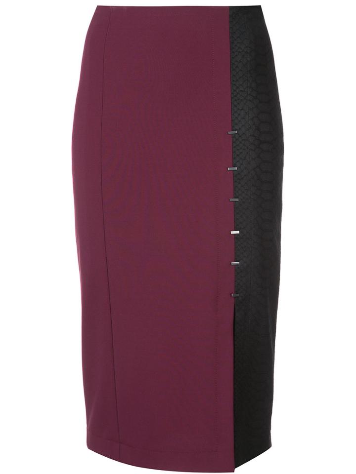 Yigal Azrouel - Crocodile Effect Pencil Skirt - Women - Polyamide/spandex/elastane/viscose - 8, Red, Polyamide/spandex/elastane/viscose