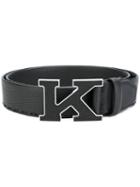 Kiton - Letter Monogram Belt - Men - Leather - 95, Black, Leather