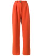 A.w.a.k.e. - High Waisted Wide-leg Trousers - Women - Nylon/viscose/virgin Wool - 40, Yellow/orange, Nylon/viscose/virgin Wool