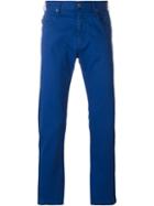 Armani Jeans Stretch Fabric Slim Fit Chinos, Men's, Size: 38, Blue, Spandex/elastane/lyocell/cotton