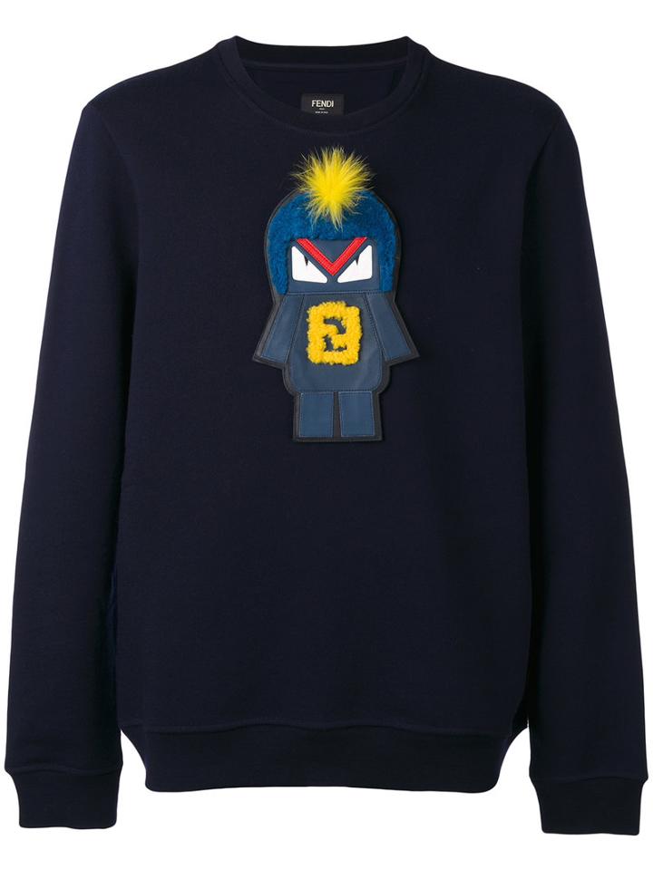 Fendi - Embroidered Sweatshirt - Men - Cotton/wool - 54, Blue, Cotton/wool