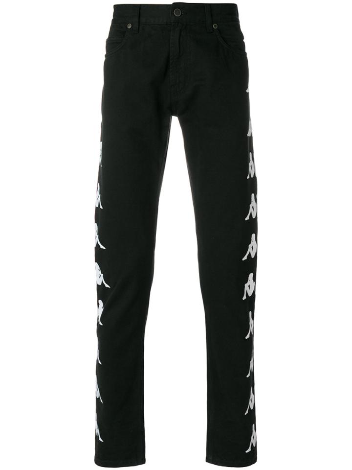 Paura Kappa Print Jeans - Black