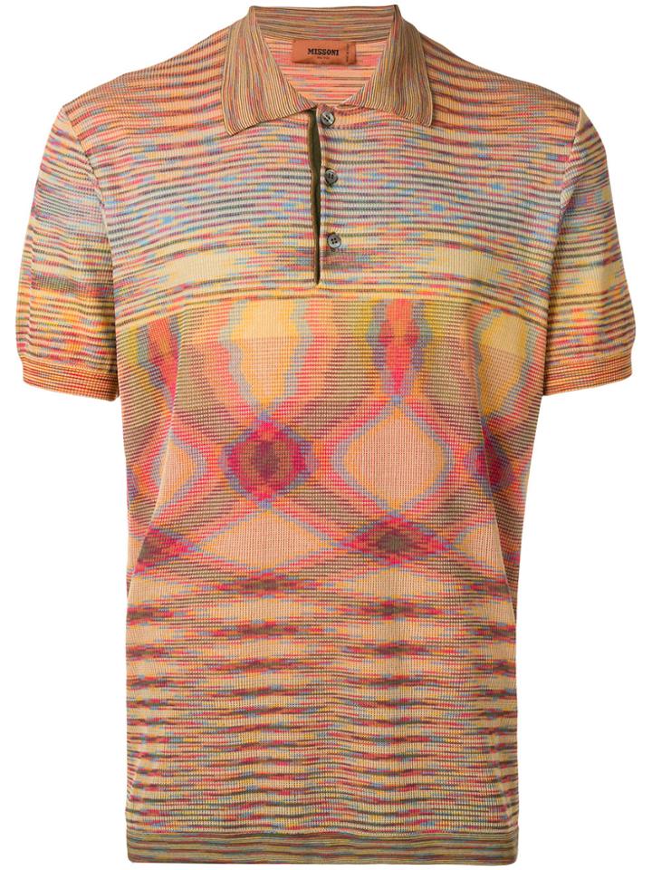Missoni Optical Print Polo Shirt - Yellow & Orange
