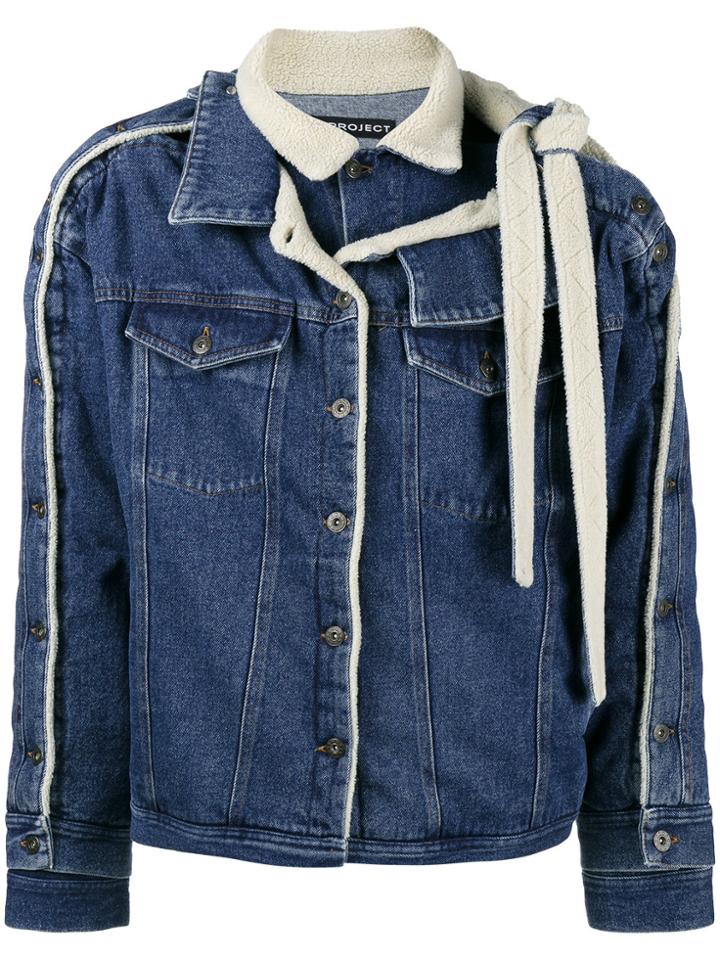 Y / Project Double Layer Shearling And Denim Jacket - Blue