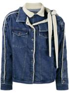 Y / Project Double Layer Shearling And Denim Jacket - Blue