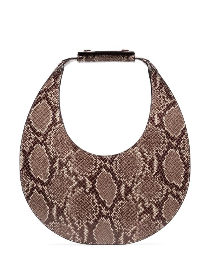 Staud Snakeskin Moon Shoulder Bag - Natural Faux Snake