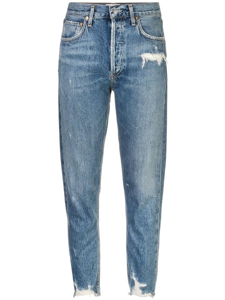 Agolde Distressed High-rise Jeans - Blue