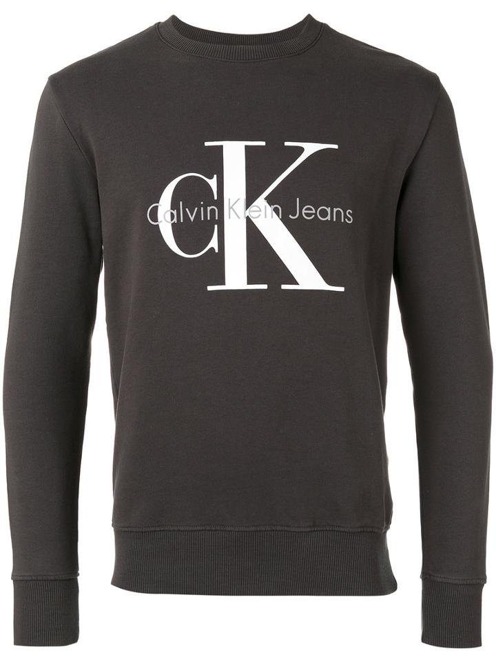Calvin Klein Jeans Logo Print Jumper, Men's, Size: Small, Grey, Cotton