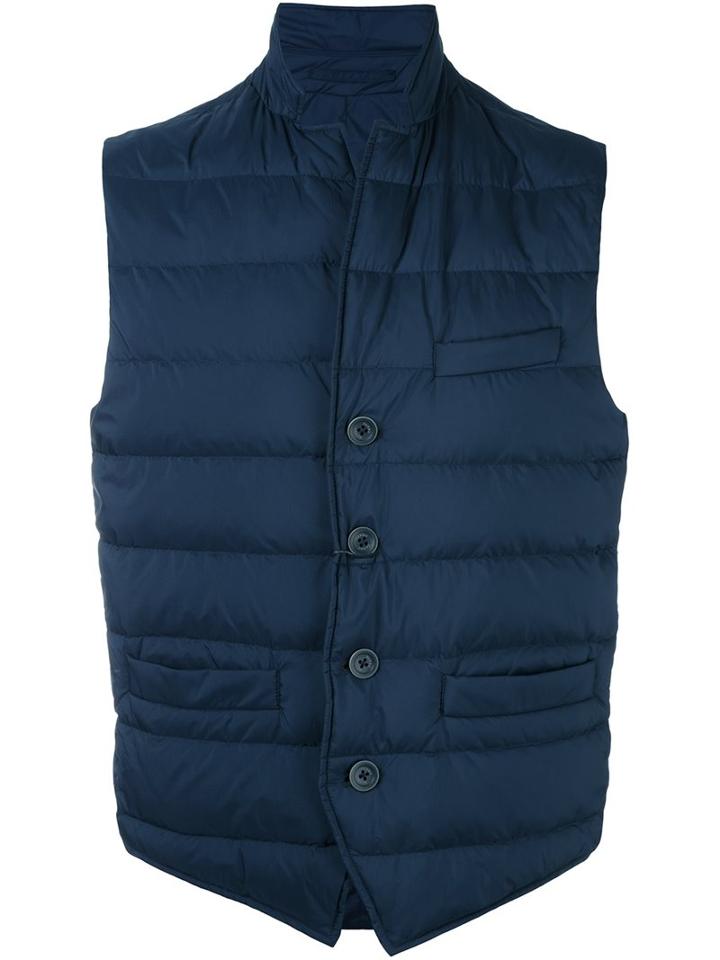 Herno Padded Vest, Men's, Size: 52, Blue, Polyamide/polyurethane/feather Down