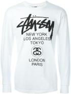 Stussy World Tour Long Sleeve T-shirt, Men's, Size: Xl, White, Cotton