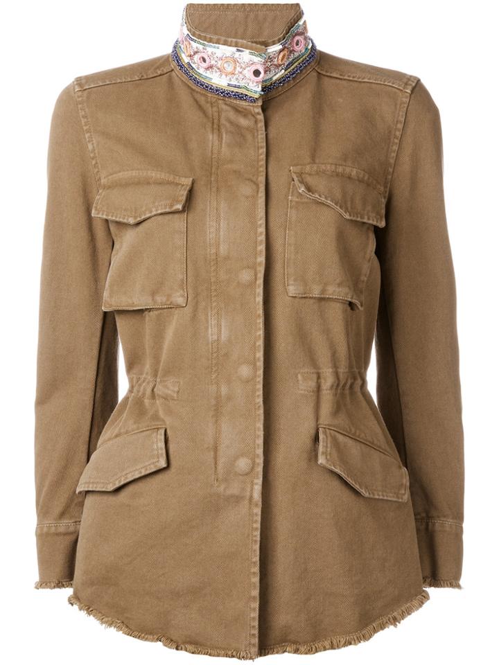 Bazar Deluxe Floral Neck Jacket - Brown