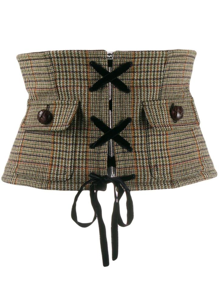Miu Miu Lace-up Corset Belt - Brown