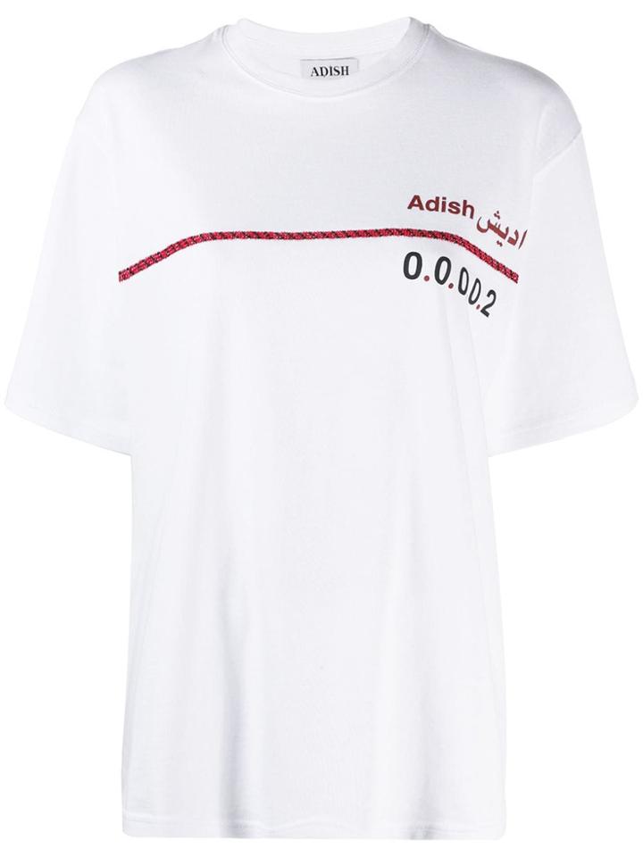 Adish Embroidered Stripe T-shirt - White