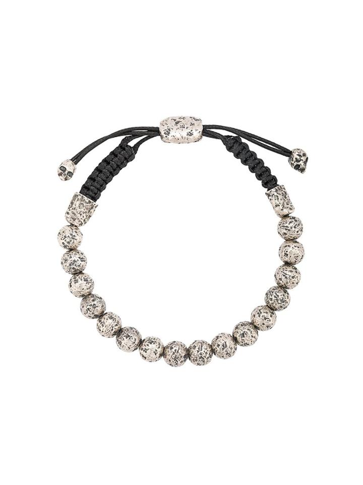 John Varvatos Skull Charm Beaded Bracelet - Silver
