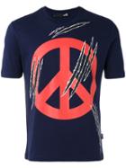 Love Moschino Peace Print T-shirt, Men's, Size: Large, Blue, Cotton
