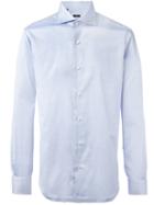 Barba Pleated Cuffs Shirt, Men's, Size: 42, Blue, Cotton