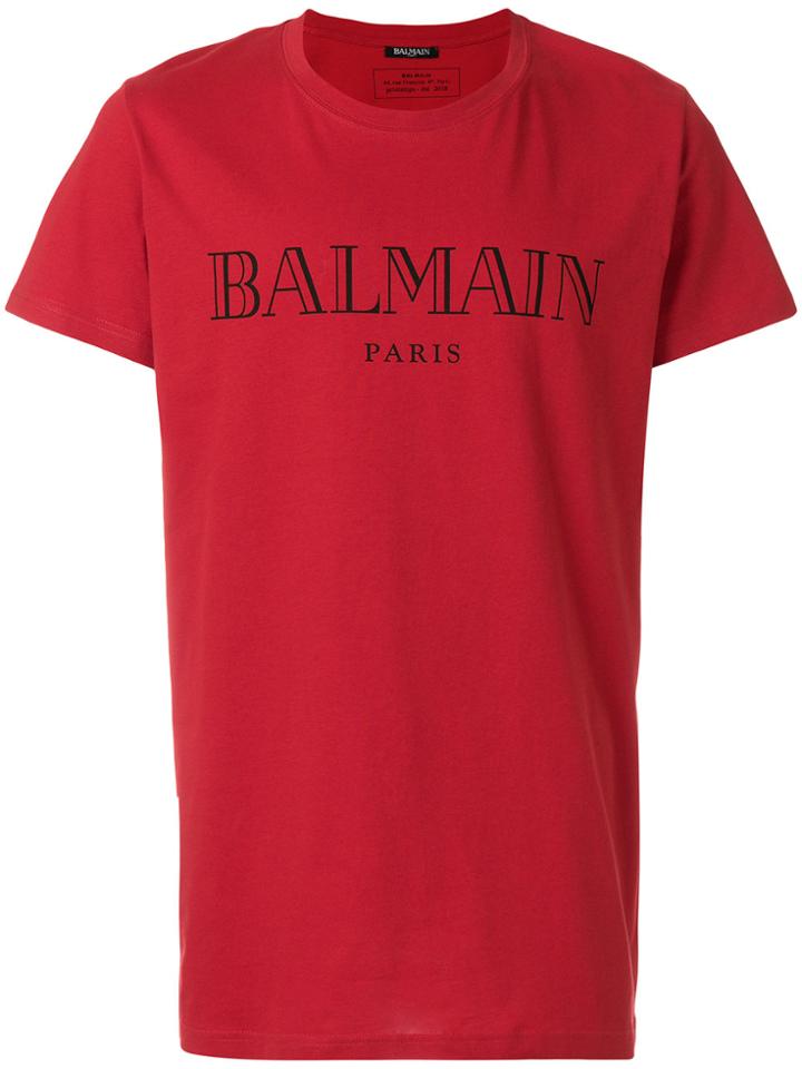 Balmain Logo Print T-shirt - Red