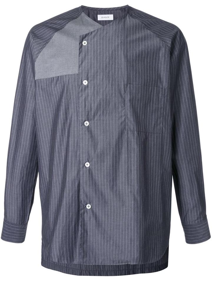En Route Double Front Collarless Shirt, Men's, Size: 2, Grey, Cotton
