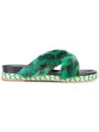 Mr & Mrs Italy Fur Trim Sandals - Green