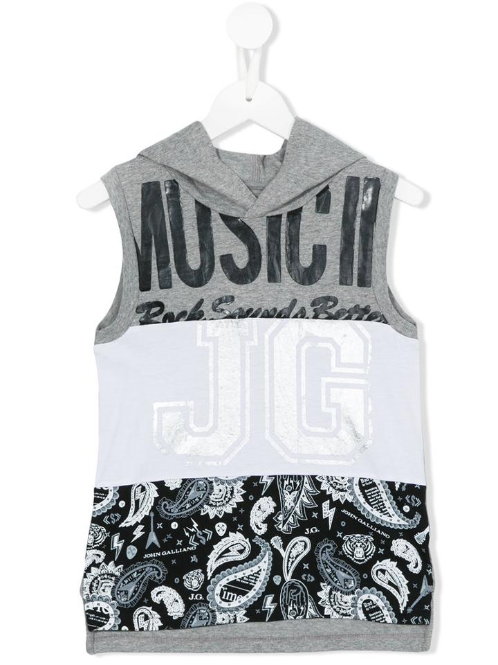 John Galliano Kids Hooded T-shirt, Girl's, Size: 10 Yrs, Grey