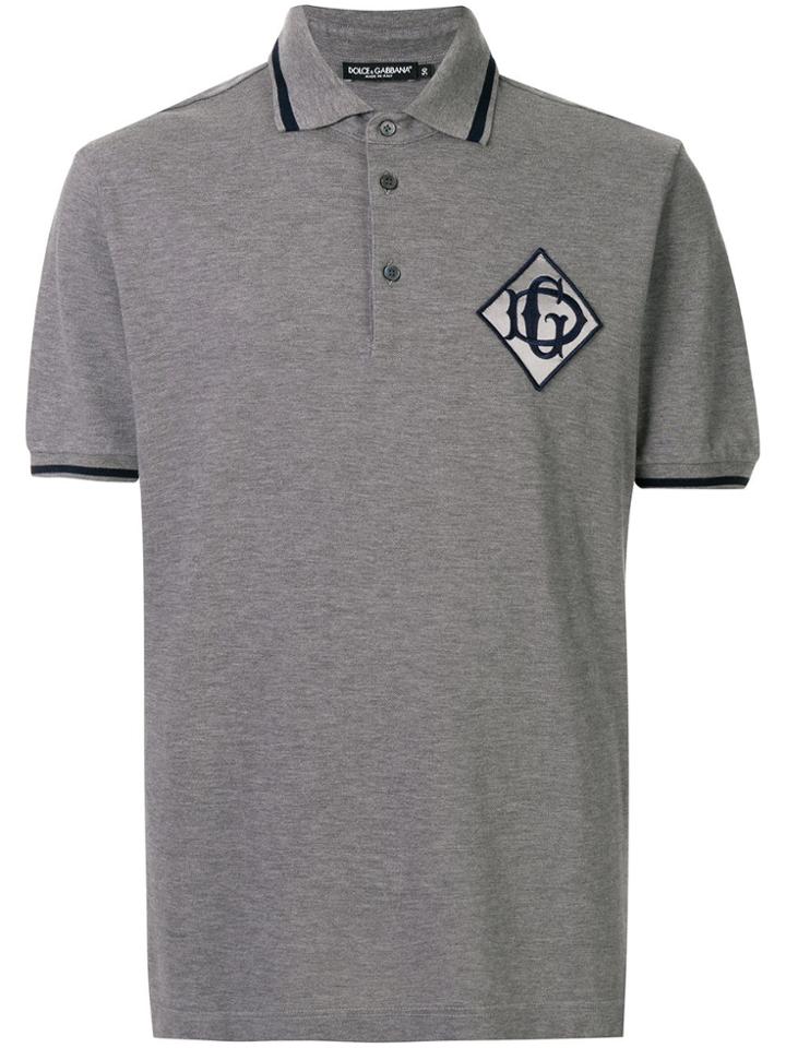 Dolce & Gabbana Logo Patch Polo Shirt - Grey