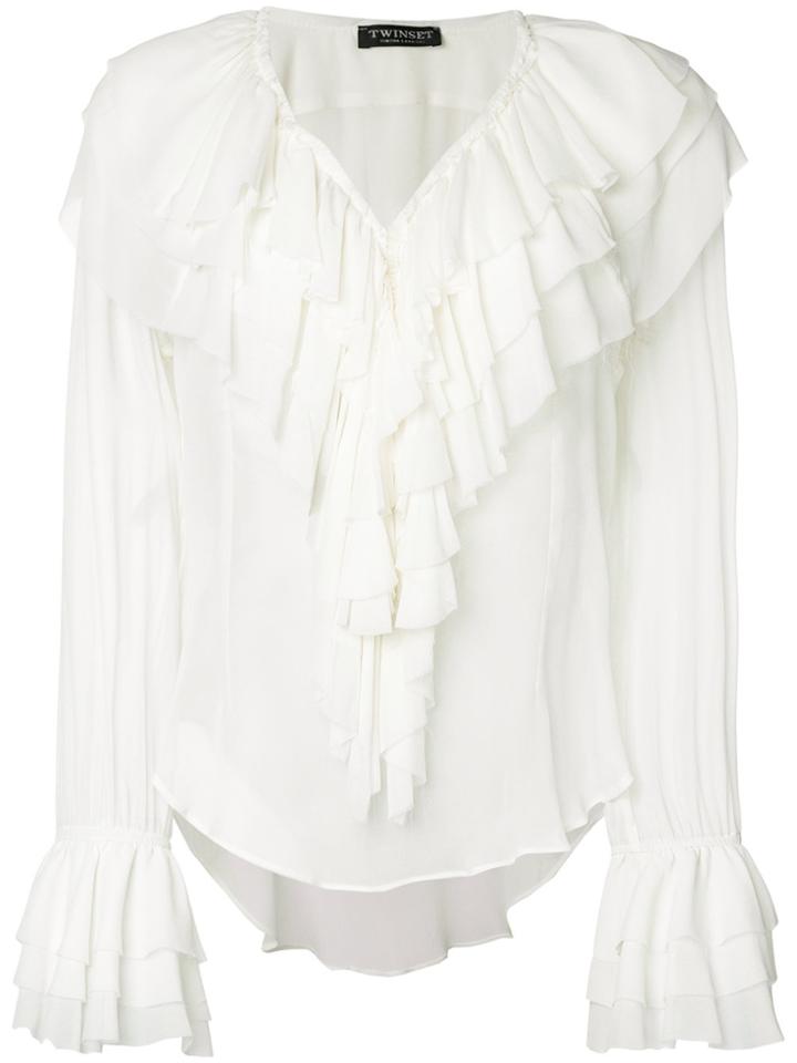 Twin-set Draped Ruffle Blouse - White