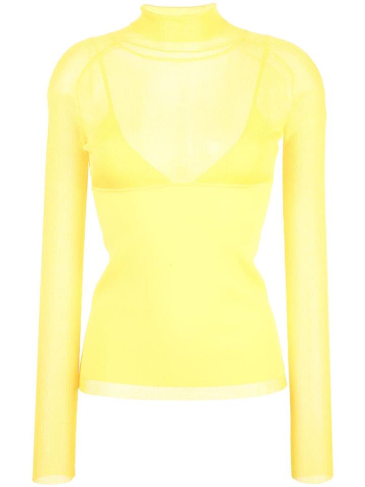 Proenza Schouler Matte Knit Turtleneck Top - Yellow