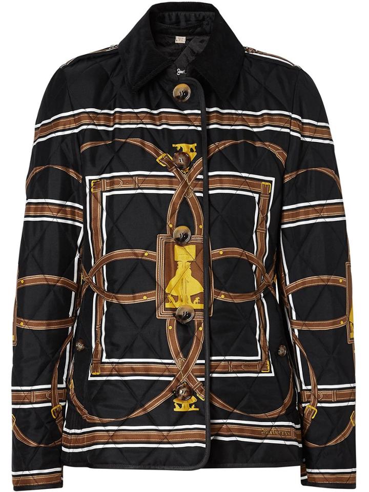 Burberry Scarf Print Quilted Jacket - Black