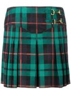Esteban Cortazar Pleated Tartan Denim Mini-skirt - Multicolour