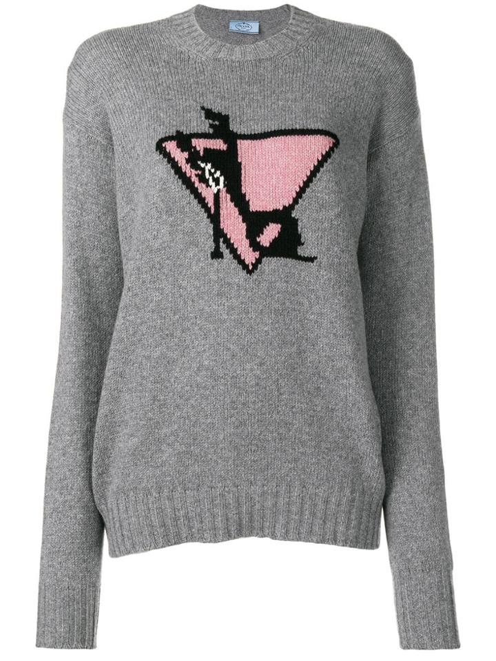 Prada Shoe Intarsia Sweater - Grey