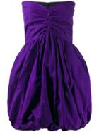 Msgm Strapless Ruched Mini Dress - Purple