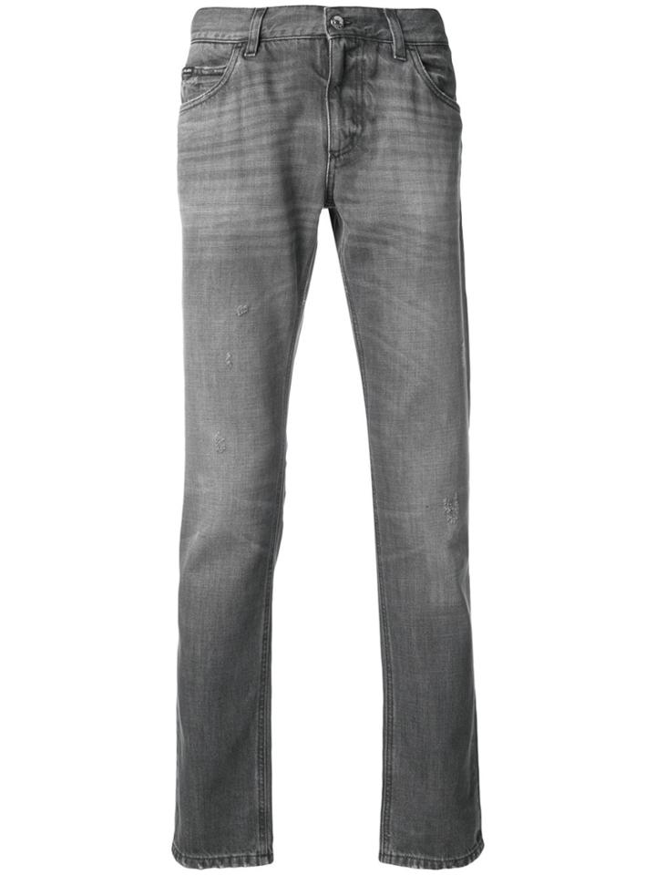 Dolce & Gabbana Distressed Straight Jeans - Grey