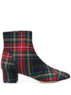 Polly Plume Tartan Ankle Boots - Blue