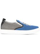 Fendi Kids Mesh Slip-on Sneakers - Blue