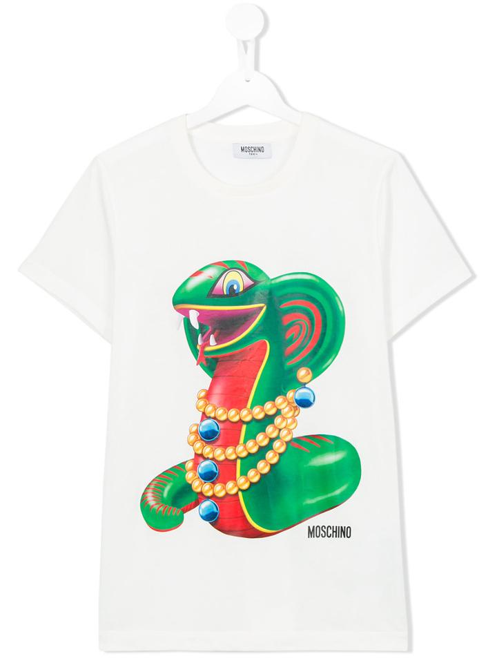Moschino Kids Snake Print T-shirt, Boy's, Size: 14 Yrs, White