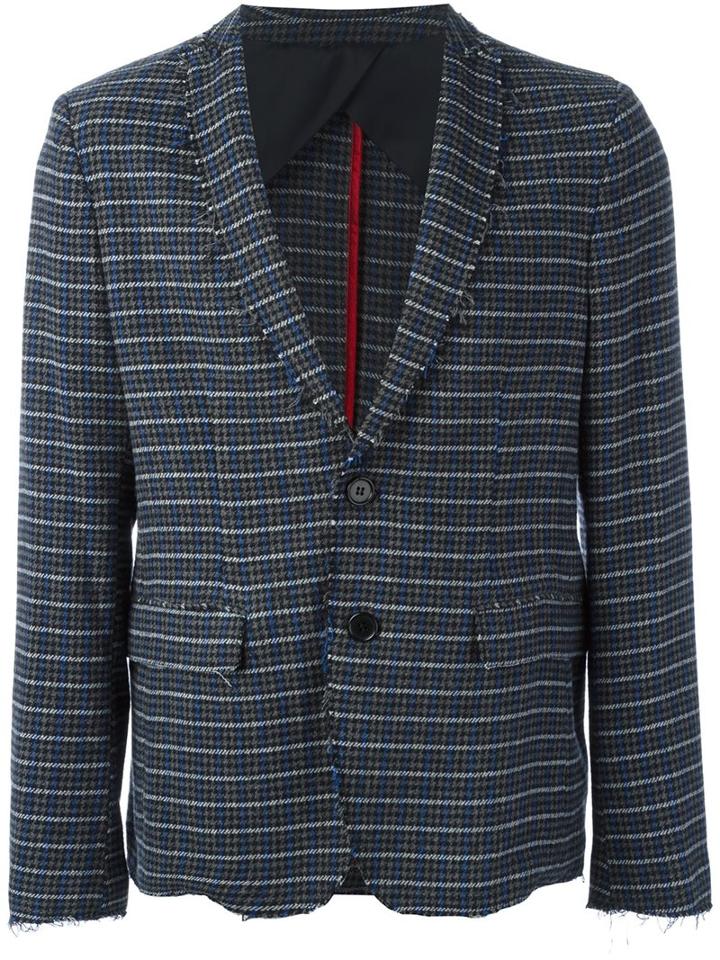 Msgm Houndstooth Plaid Blazer, Men's, Size: 50, Grey, Acrylic/polyester/other Fibers