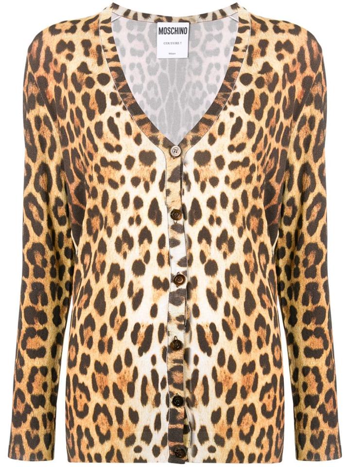 Moschino Animal Print Cardigan - Brown