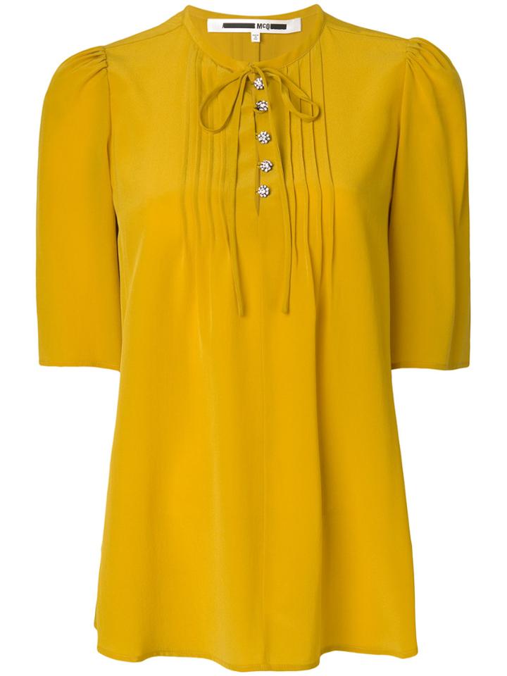 Mcq Alexander Mcqueen Front Bow-tie Blouse - Yellow & Orange
