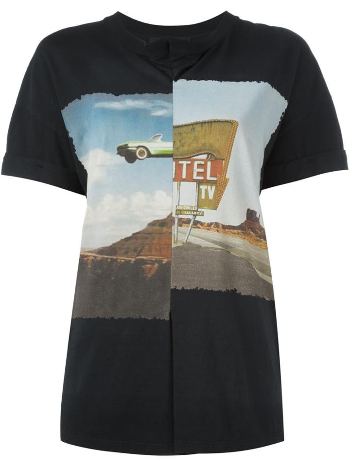 Cédric Charlier Pleated Landscape Print T-shirt