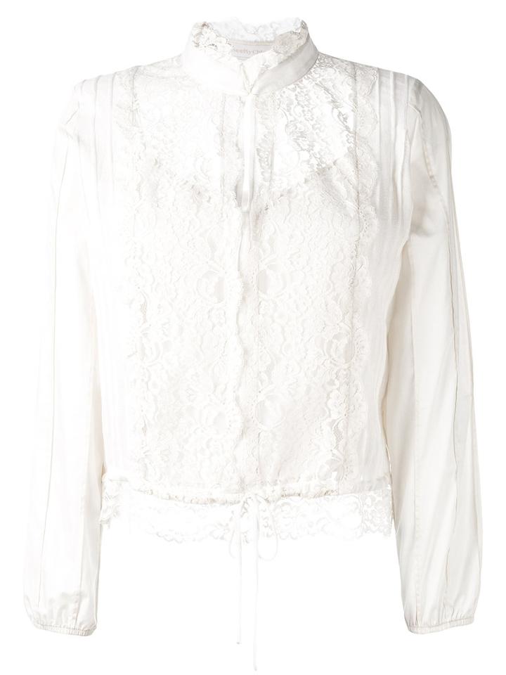See By Chloé - Lace-panelled Blouse - Women - Cotton/viscose/wool - 36, Nude/neutrals, Cotton/viscose/wool