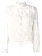 See By Chloé - Lace-panelled Blouse - Women - Cotton/viscose/wool - 36, Nude/neutrals, Cotton/viscose/wool