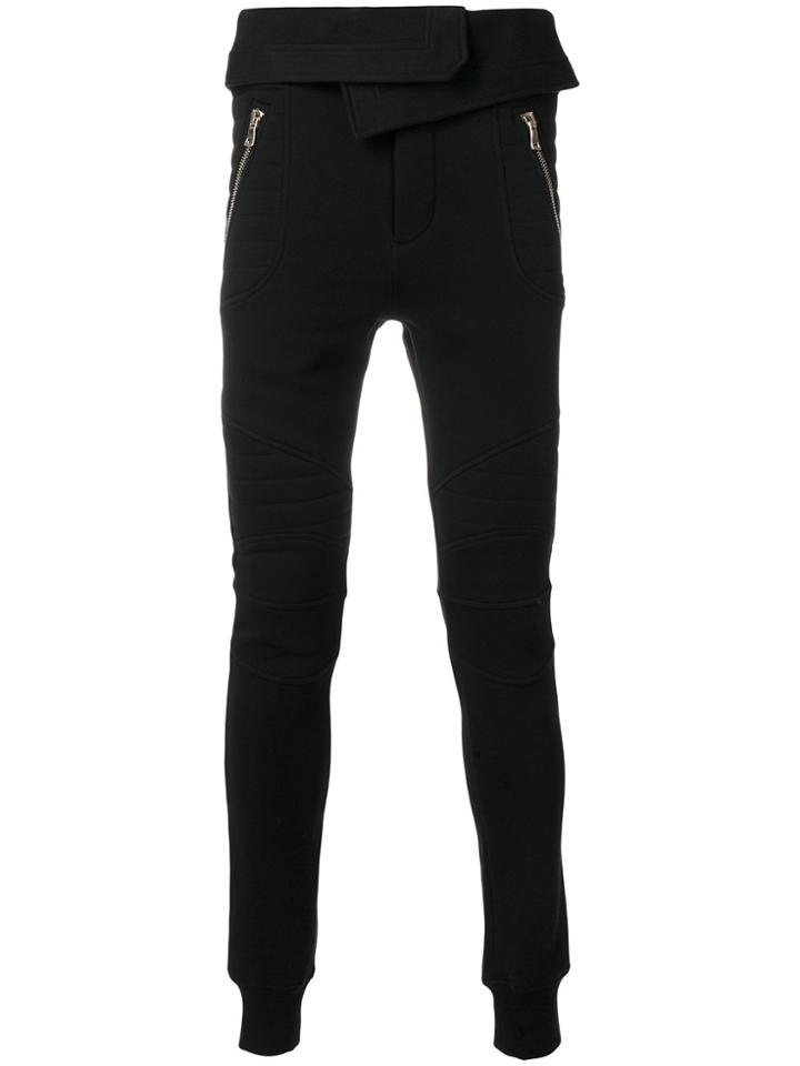Balmain Rolled Waistband Joggers - Black