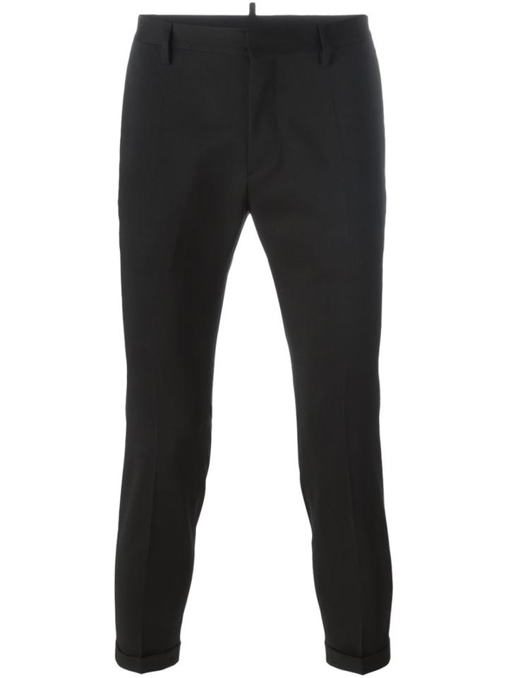 Dsquared2 Cropped Trousers, Men's, Size: 50, Black, Cotton/polyester/spandex/elastane/virgin Wool