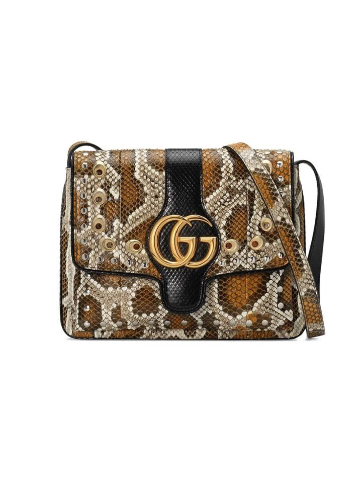 Gucci Arli Snakeskin Medium Shoulder Bag - Brown