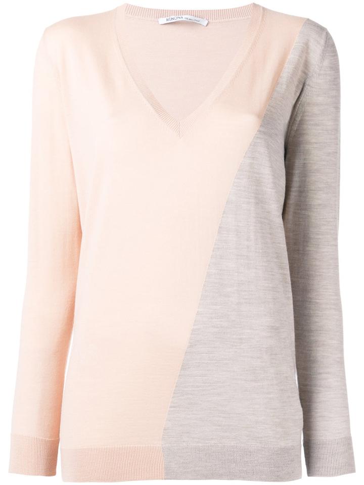 Agnona Two-tone Jumper, Women's, Size: 40, Nude/neutrals, Wool