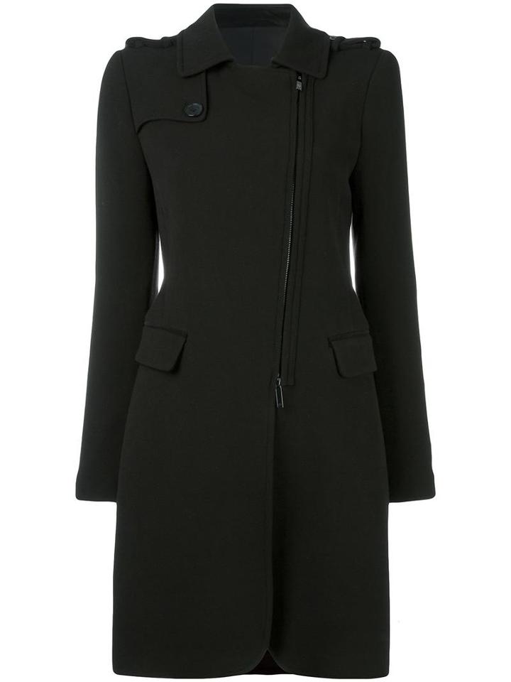Emporio Armani Single Breasted Coat, Women's, Size: 44, Black, Polyester/spandex/elastane/viscose