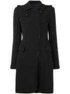 Emporio Armani Single Breasted Coat, Women's, Size: 44, Black, Polyester/spandex/elastane/viscose