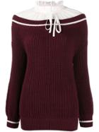 L'autre Chose Hybrid Blouse Jumper - Red