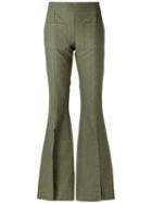 Lilly Sarti Flared Trousers, Women's, Size: 38, Green, Cotton